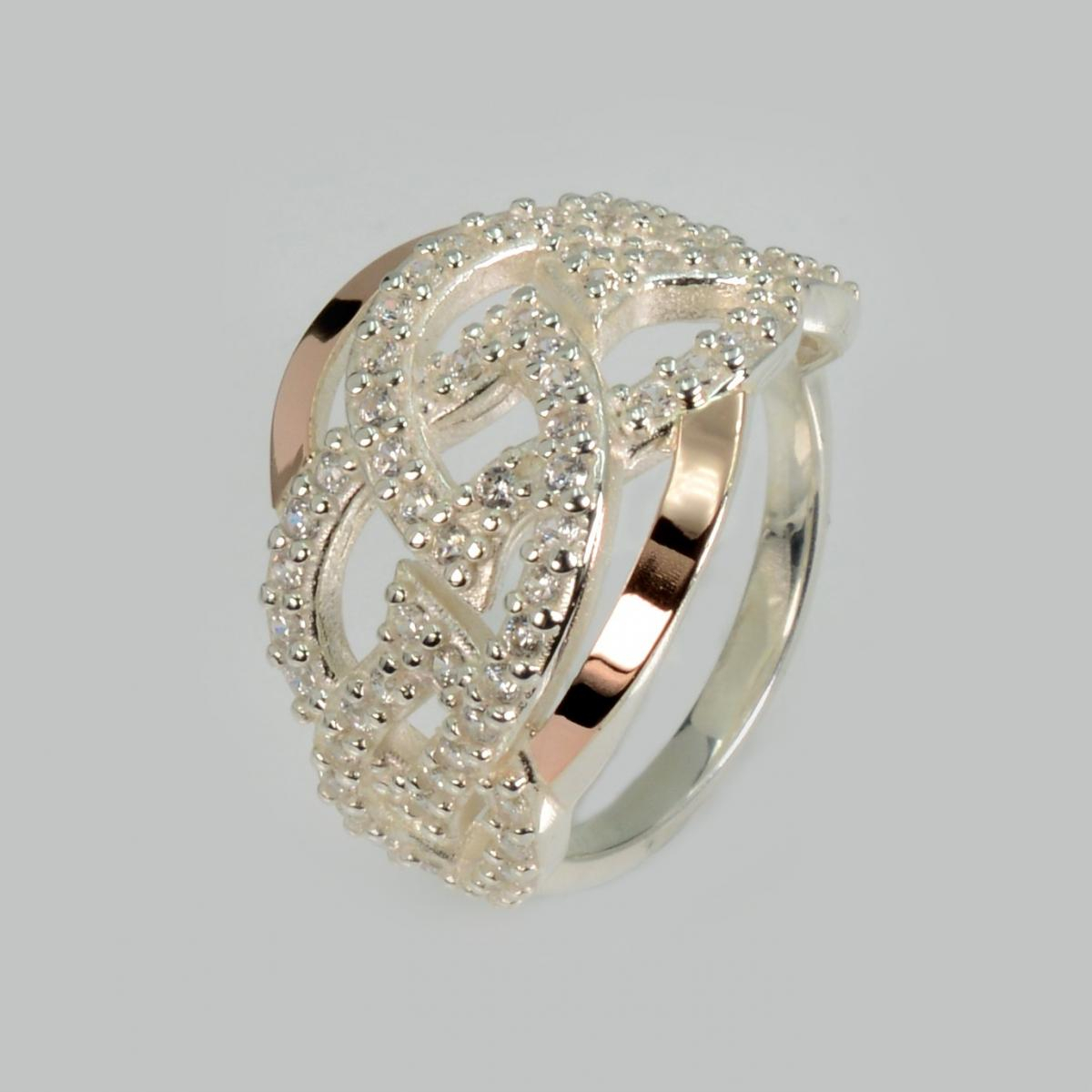 Срібна каблучка з накладками з золота