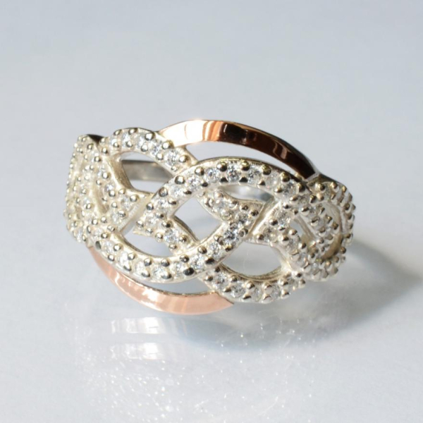 Срібна каблучка з накладками з золота