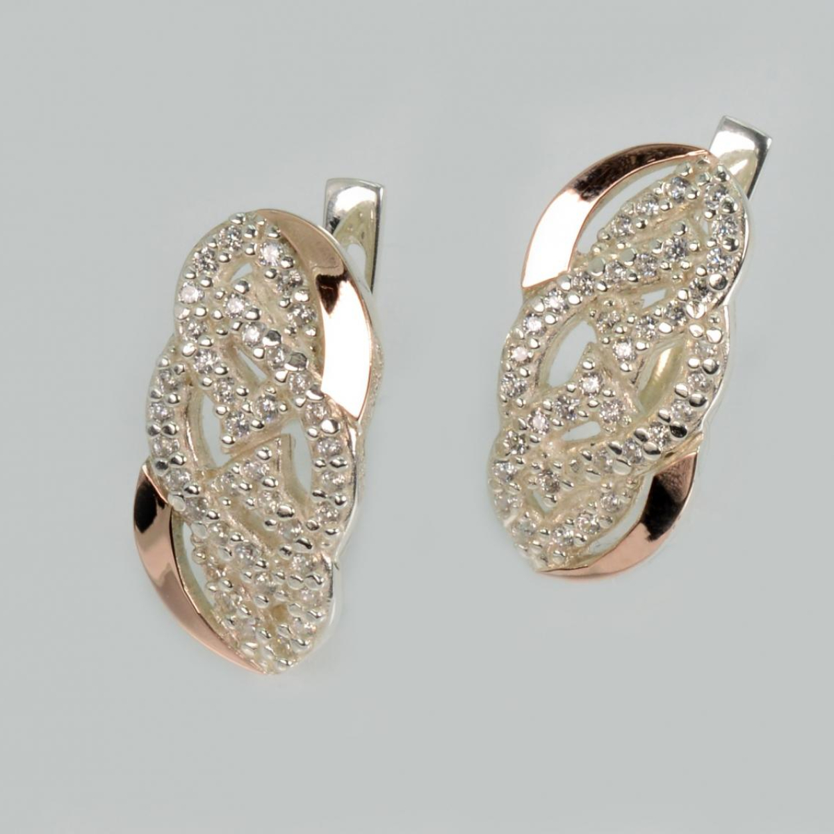 Срібні сережки з напайками із золота