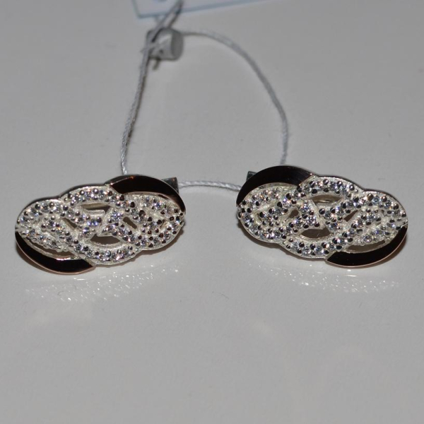 Срібні сережки з напайками із золота