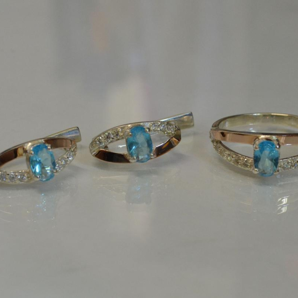 Срібний гарнітур з накладками із золота