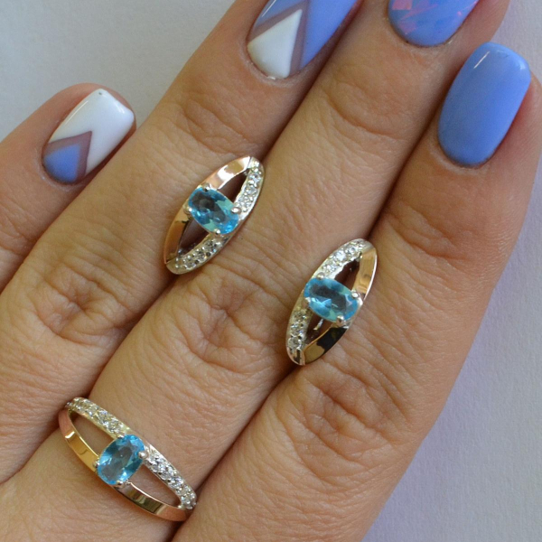 Срібний гарнітур з накладками із золота