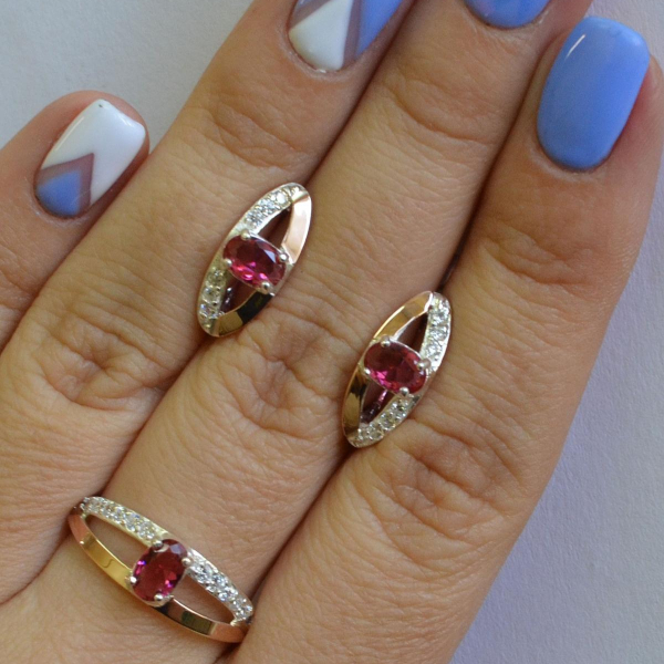 Срібний гарнітур з накладками із золота