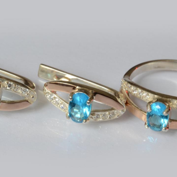 Срібний гарнітур з накладками із золота