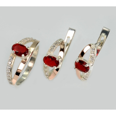 Серебряный гарнитур с накладками из золота