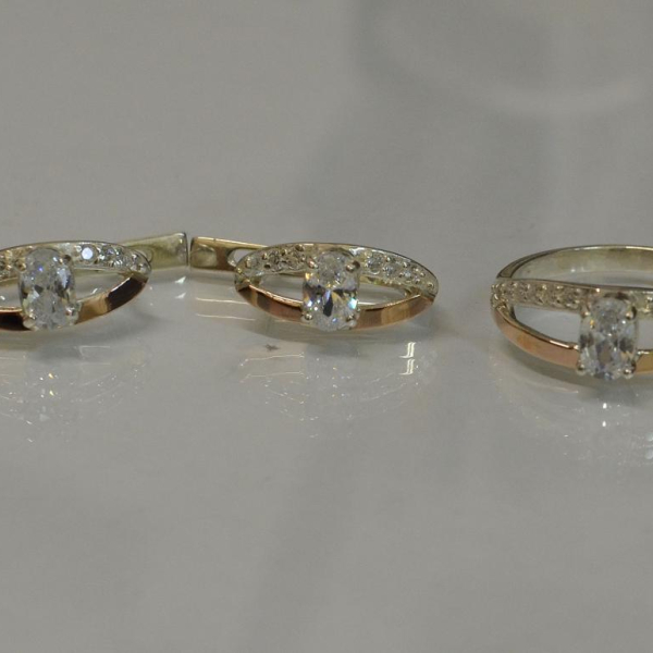 Срібний гарнітур з накладками із золота