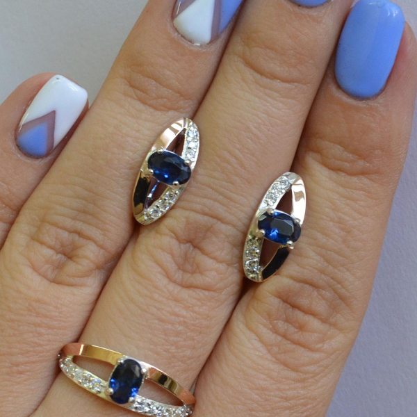 Срібний гарнітур з накладками із золота