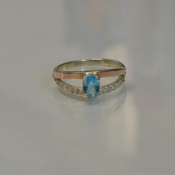 Срібна каблучка  зі вставками з золота