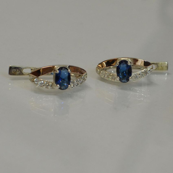 Серебряные серьги с золотыми вставками