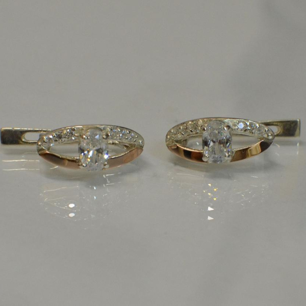 Серебряные серьги с золотыми вставками