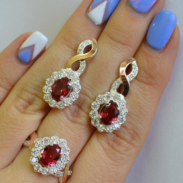 Срібний комплект з золотими накладками