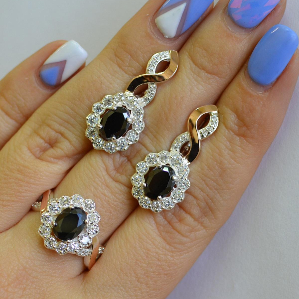 Срібний комплект з золотими накладками