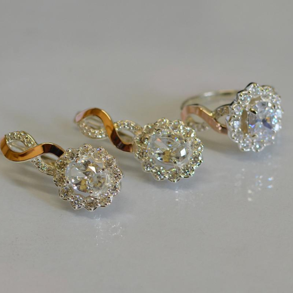 Срібний комплект з золотими накладками