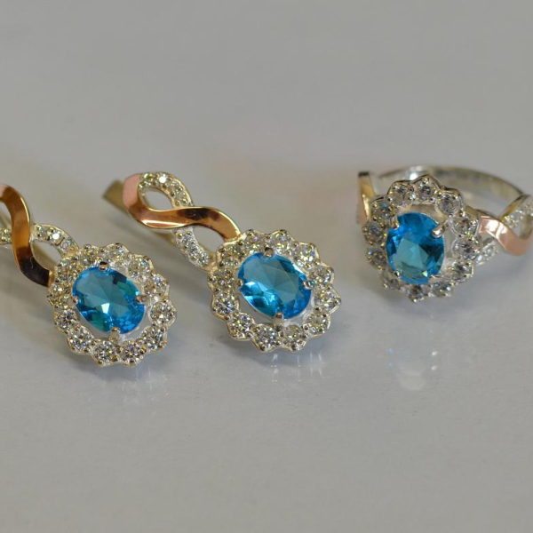 Срібний комплект з золотими накладками