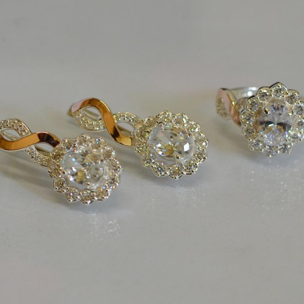 Срібний комплект з золотими накладками