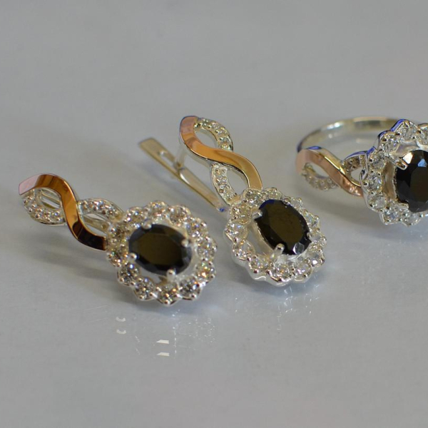 Срібний комплект з золотими накладками