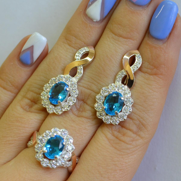 Срібний комплект з золотими накладками