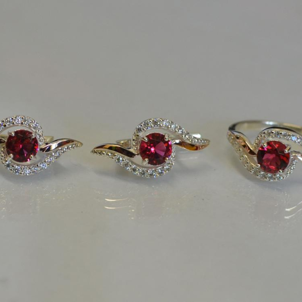 Серебряный набор с золотыми пластинами