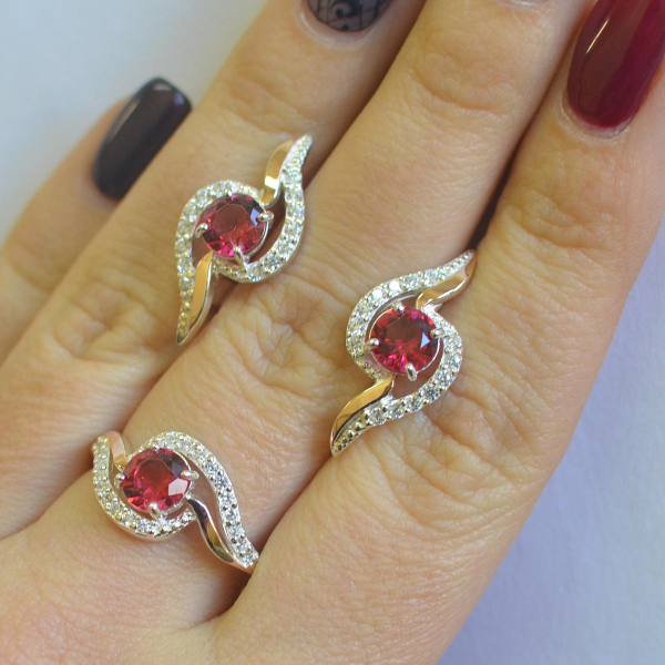 Серебряный набор с золотыми пластинами