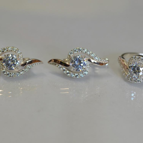 Серебряный набор с золотыми пластинами