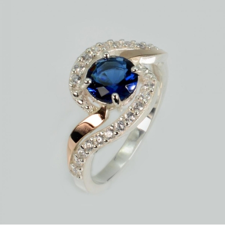 Срібна каблучка з золотими пластинами