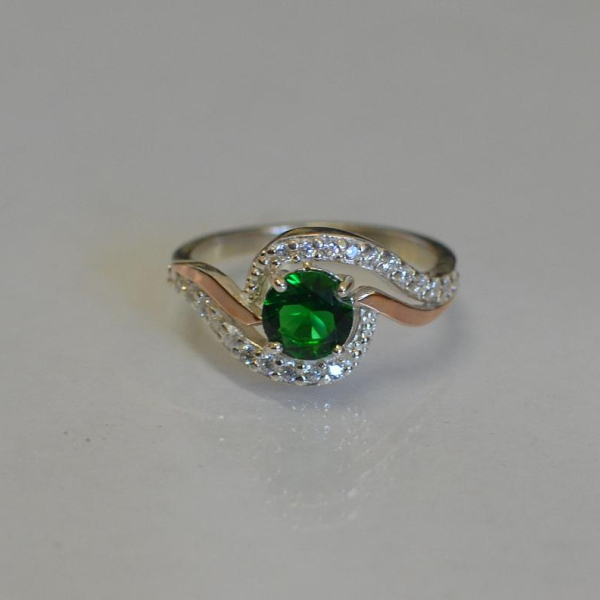 Срібна каблучка з золотими пластинами