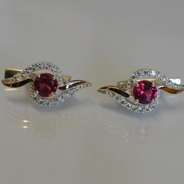 Серебряные серьги с  накладками из золота