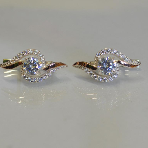 Серебряные серьги с  накладками из золота