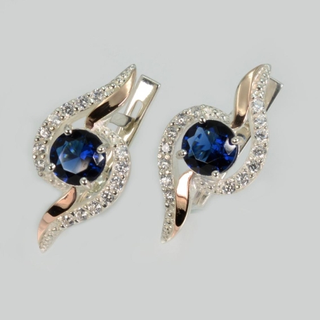 Срібні сережки з накладками з золота