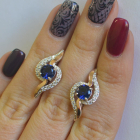 Серебряные серьги с  накладками из золота