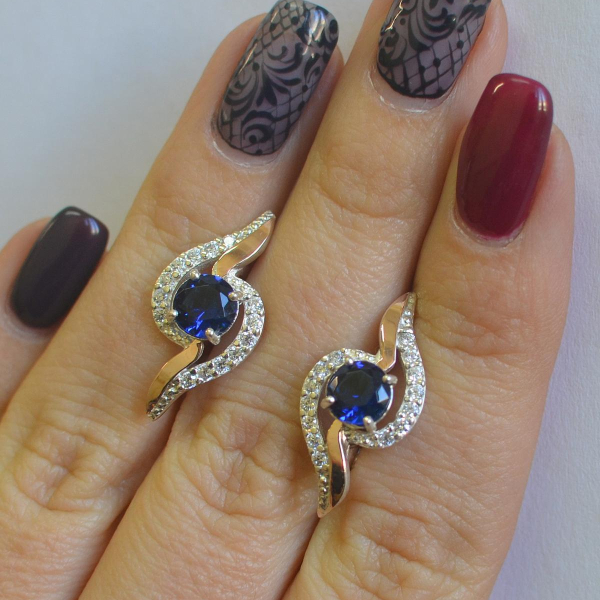 Серебряные серьги с  накладками из золота