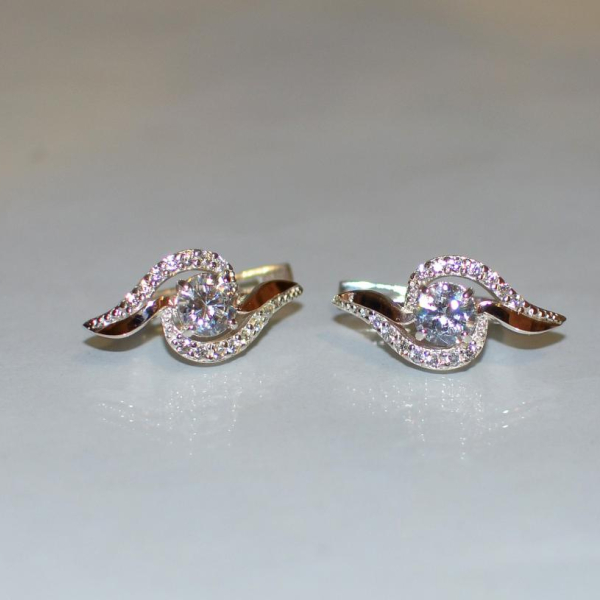 Серебряные серьги с  накладками из золота