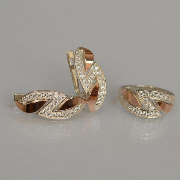 Срібний набір із золотими пластинами