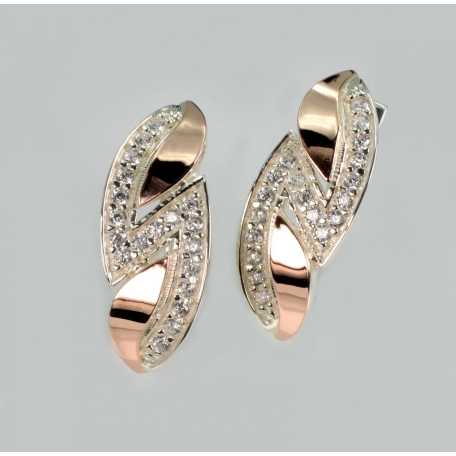 Серебряные серьги  с пластинами из золота