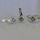 Срібний комплект з золотими вставками