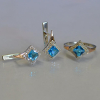 Срібний комплект з золотими вставками