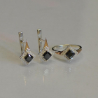 Срібний комплект з золотими вставками