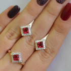 Срібний комплект з золотими вставками