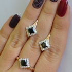 Срібний комплект з золотими вставками