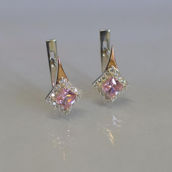 Срібні сережки з золотими напайками