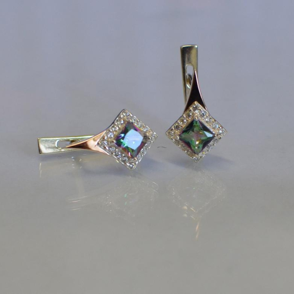 Срібні сережки з золотими напайками