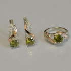 Срібний комплект прикрас з золотими вставкми