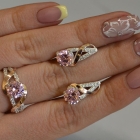 Срібний комплект прикрас з золотими вставкми