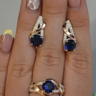 Срібний комплект прикрас з золотими вставкми