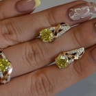 Срібний комплект прикрас з золотими вставкми