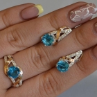 Срібний комплект прикрас з золотими вставкми