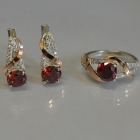 Срібний комплект прикрас з золотими вставкми