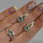 Срібний комплект прикрас з золотими вставкми