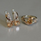 Срібний комплект прикрас з золотими вставкми