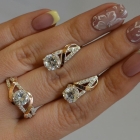 Срібний комплект прикрас з золотими вставкми